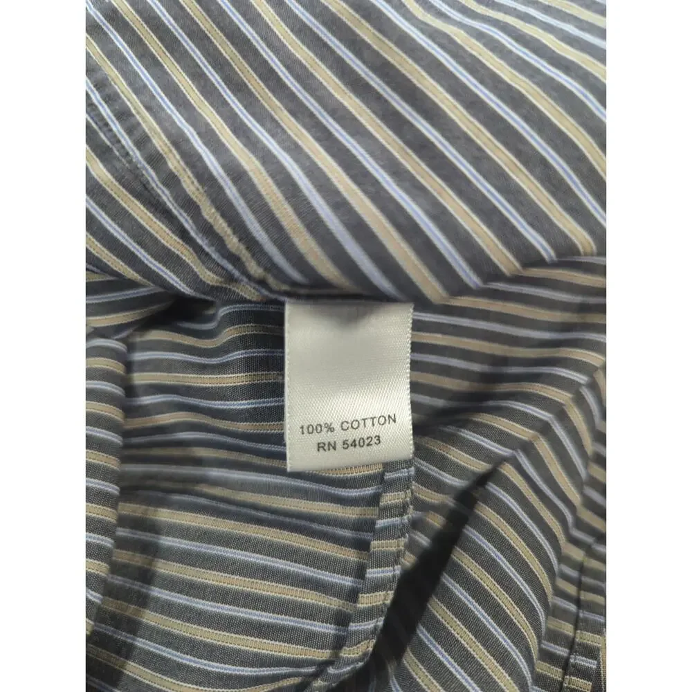 Banana Republic Shirt Mens L Slim Fit Striped French Cuff Italy Cotton Dress